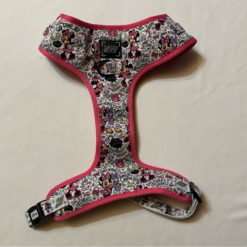 XL Sassy Woof Pink Cartoon Dog Harness